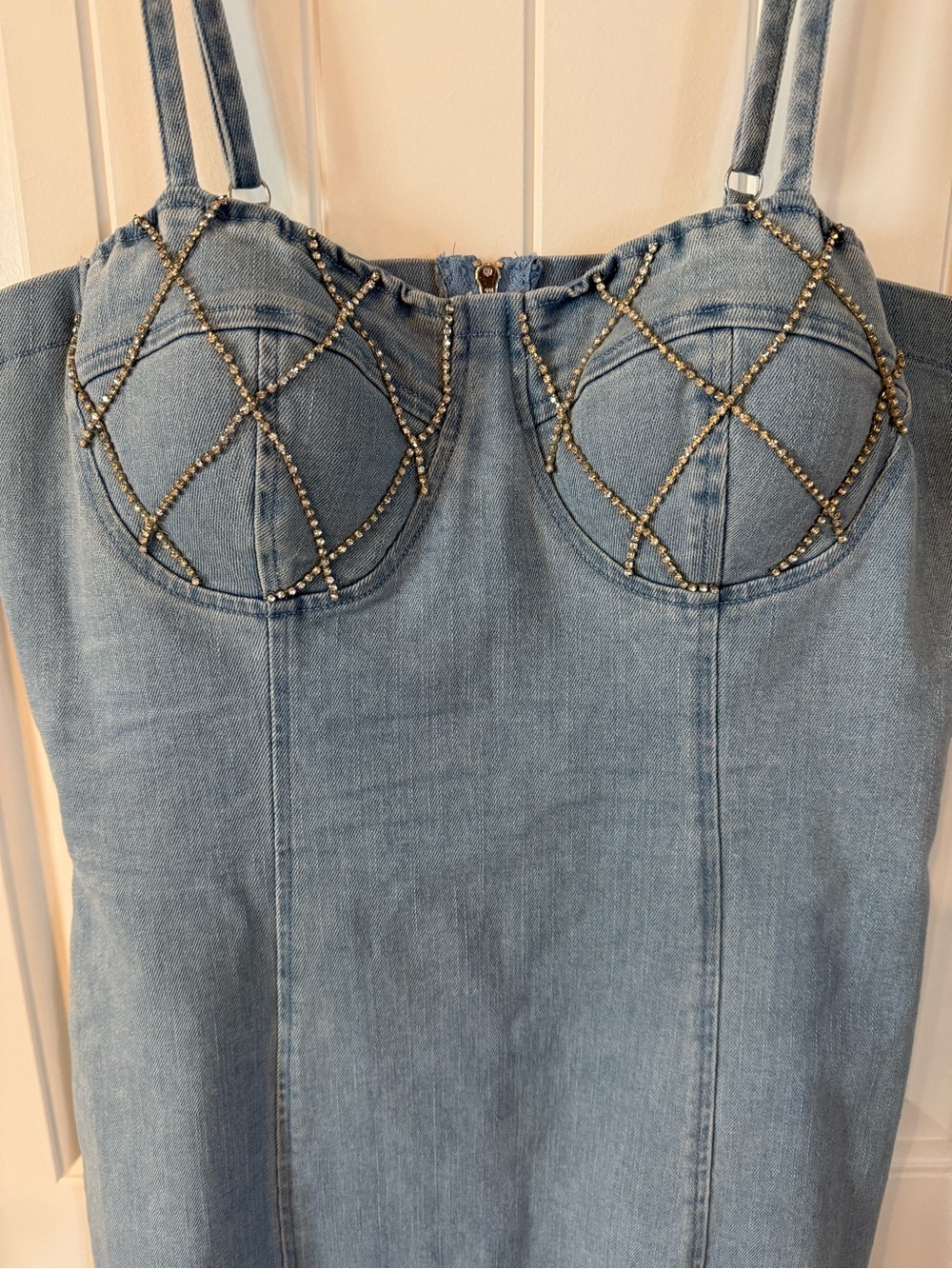 L Haute Monde Light Blue Denim Bustier Mini Dress - Picture 2 of 4